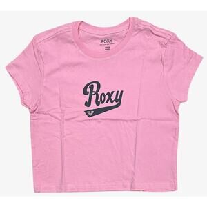 Roxy Girls Kids Youth T-Shirt 8-14 Script Logo Crewneck Short Sleeve Tee Pink